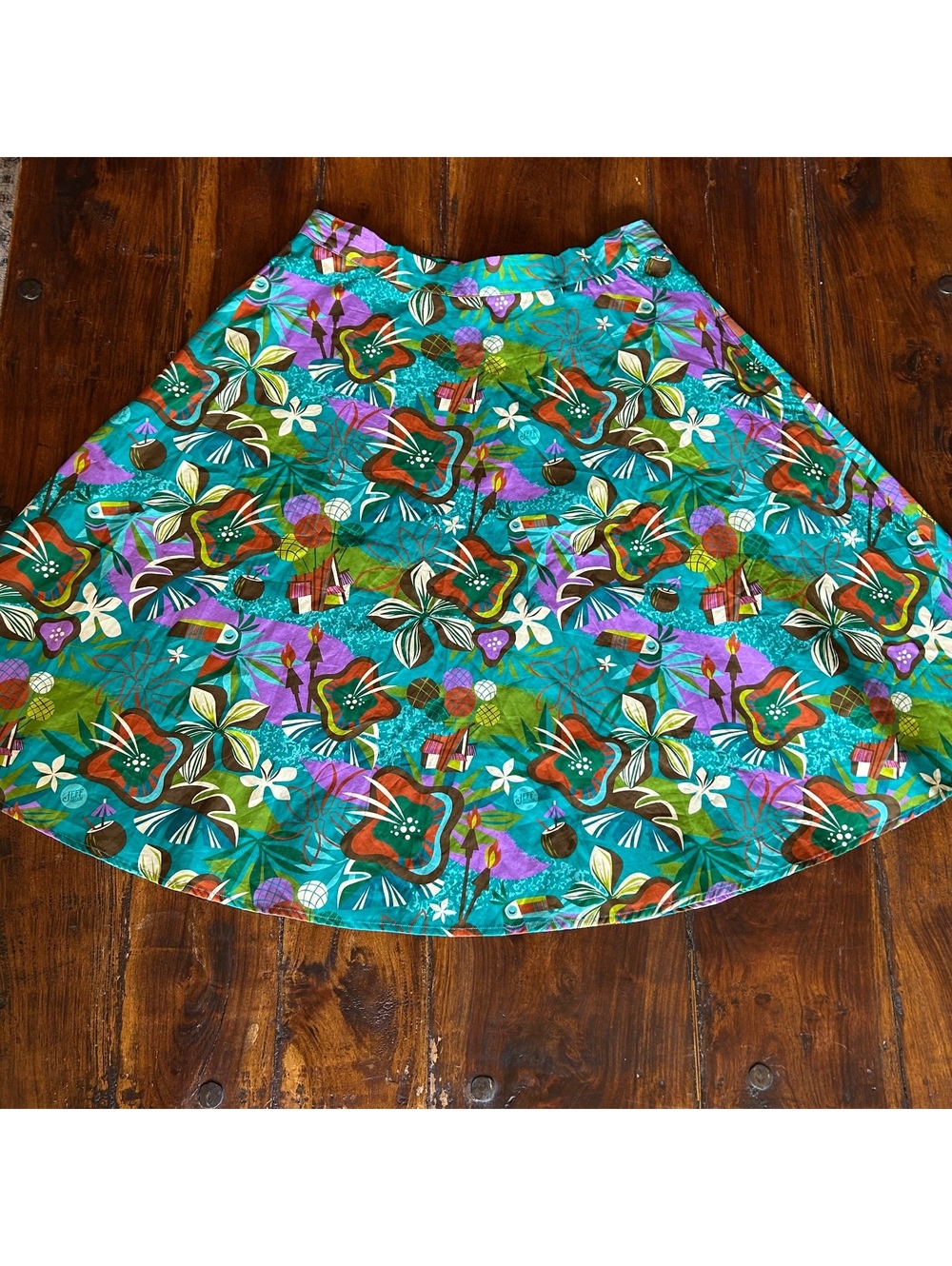 Escape to Adventure Jeff Granito Tropical Tiki Print Cotton Skirt XL